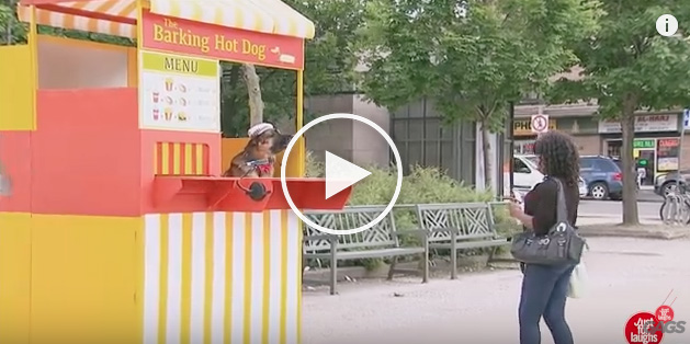 dog sells hot dogs